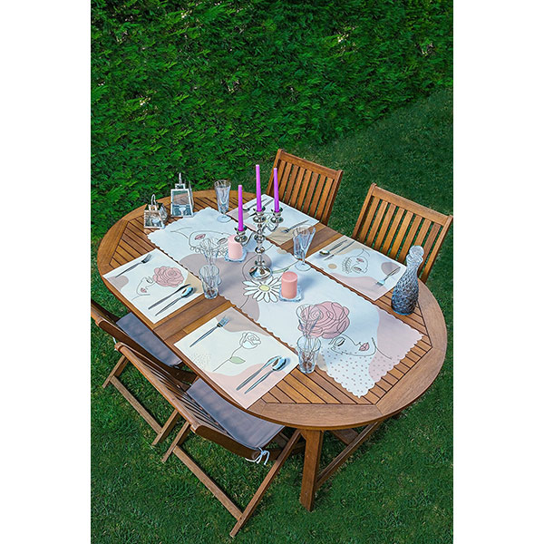 Suport farfurii si napron Pastel Boho, 35 x 45 cm, 35 x 140 cm, 4 + 1 bucati, multicolor