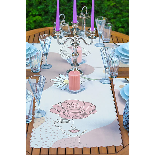 Suport farfurii si napron Pastel Boho, 35 x 45 cm, 35 x 140 cm, 4 + 1 bucati, multicolor