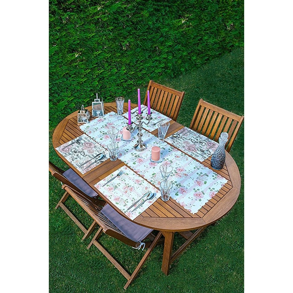 Suport farfurii si napron Flower, 35 x 45 cm, 35 x 140 cm, 4 + 1 bucati, multicolor