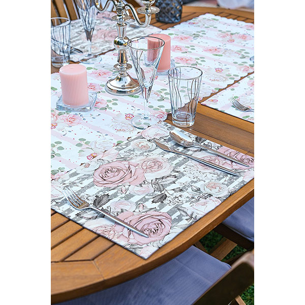 Suport farfurii si napron Flower, 35 x 45 cm, 35 x 140 cm, 4 + 1 bucati, multicolor