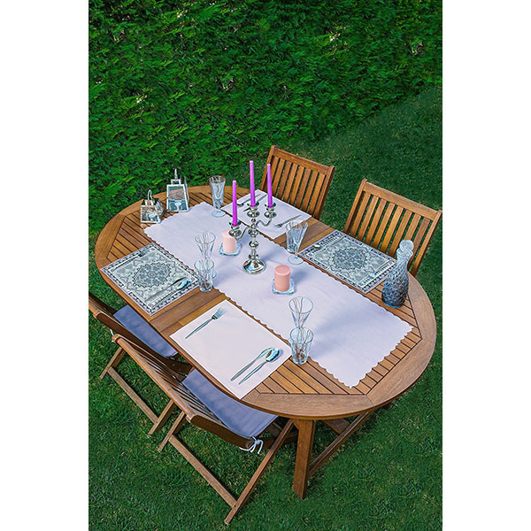 Suport farfurii si napron Ethnic, 35 x 45 cm, 35 x 140 cm, 4 + 1 bucati, multicolor