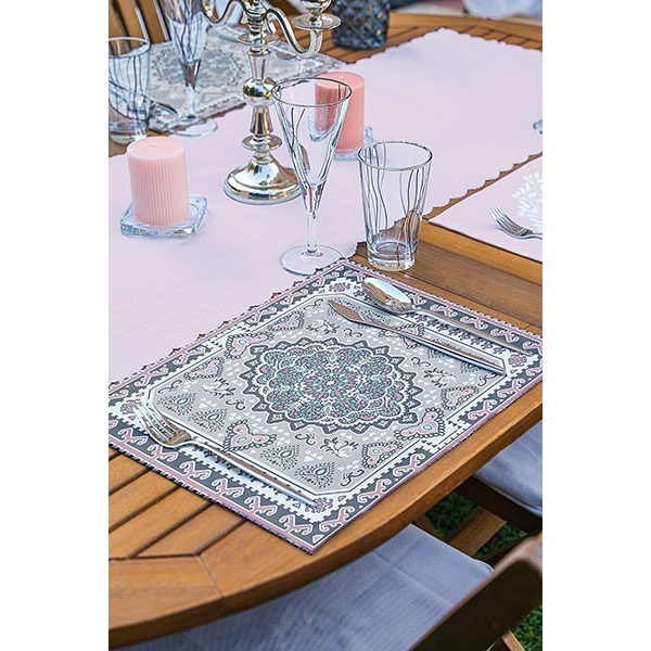 Suport farfurii si napron Ethnic, 35 x 45 cm, 35 x 140 cm, 4 + 1 bucati, multicolor