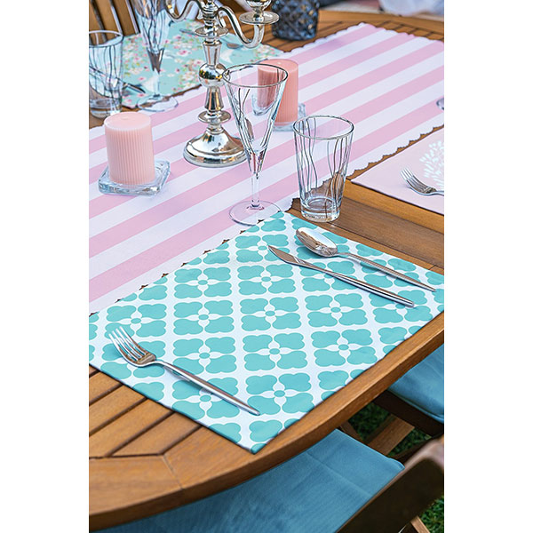 Suport farfurii si napron Pink&Green, 35 x 45 cm, 35 x 140 cm, 4 + 1 bucati, multicolor