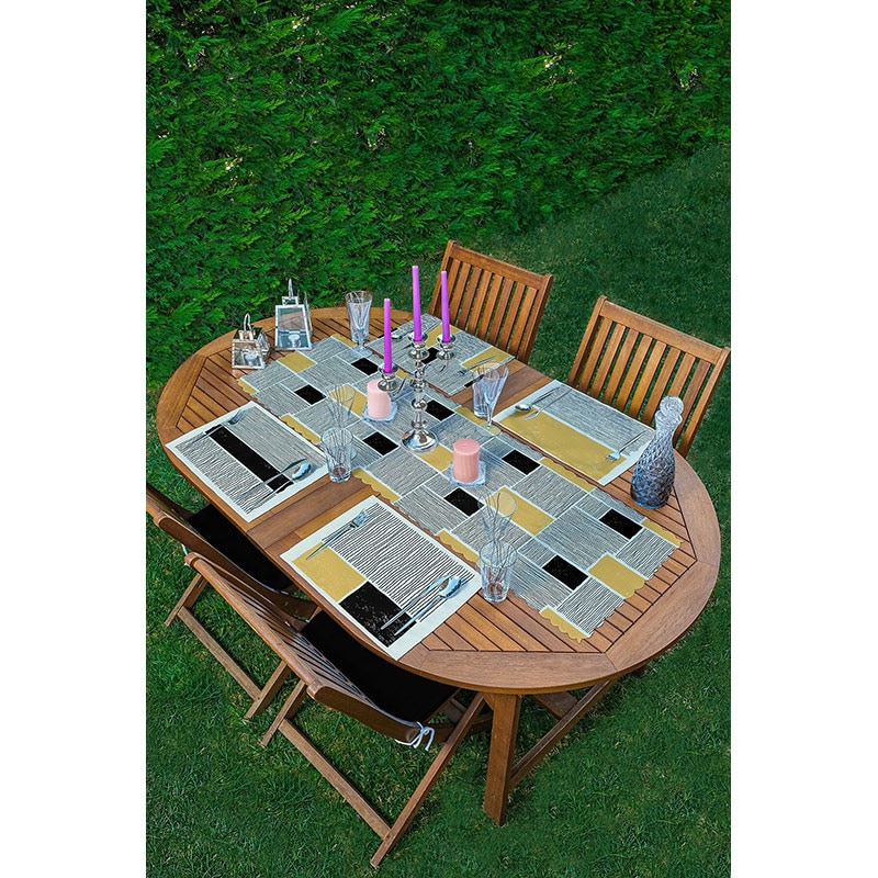 Suport farfurii si napron Grey Yellow, 35 x 45 cm, 35 x 140 cm, 4 + 1 bucati, multicolor