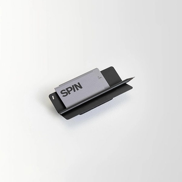 Suport accesorii birou SPIN Slide Rectangle, metal-lemn, negru