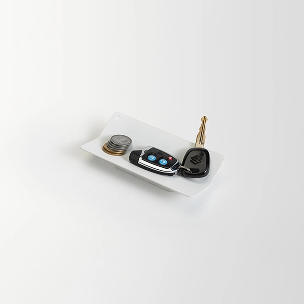 Suport accesorii birou SPIN Slide Rectangle, metal-lemn, alb