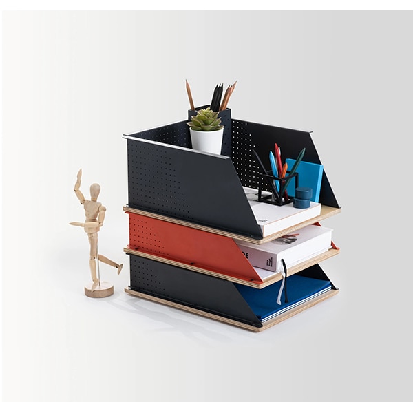 Tavita documente SPIN Cora Boxxit Large, metal-lemn, cyan