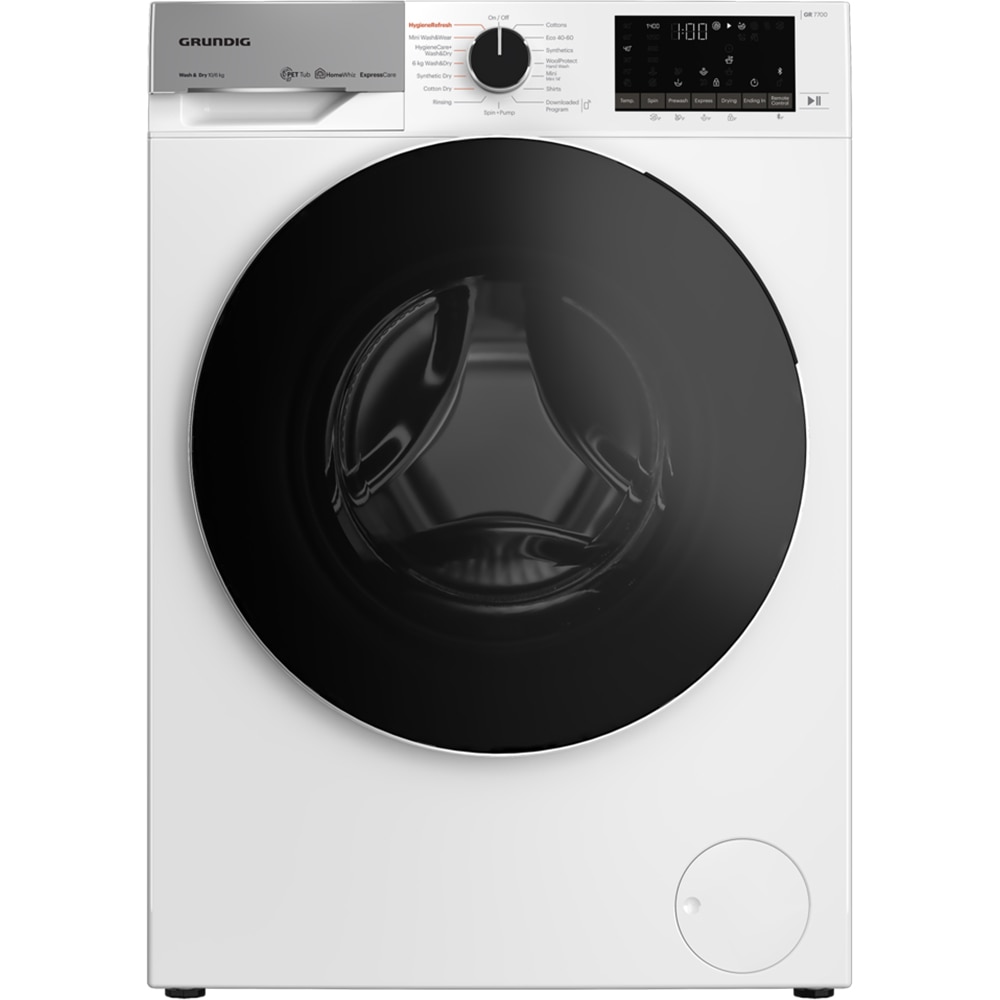 Masina de spalat rufe frontala cu uscator GRUNDIG GW7P510447W, HomeWhiz, 10/6 kg, 1400rpm, Clasa C/D, alb
