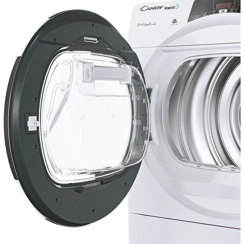 Uscator de rufe CANDY Rapido ROE H10A2TCEX-S, Pompa de caldura, 10 kg, 14 programe, Clasa E, Wi-Fi, alb