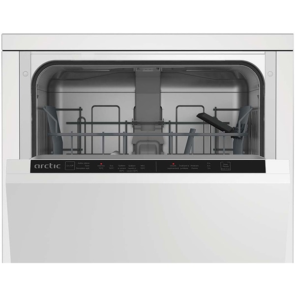 Masina de spalat vase incorporabila ARCTIC DIS1502, 10 seturi, 5 programe, 45 cm, Clasa E, panou comanda negru