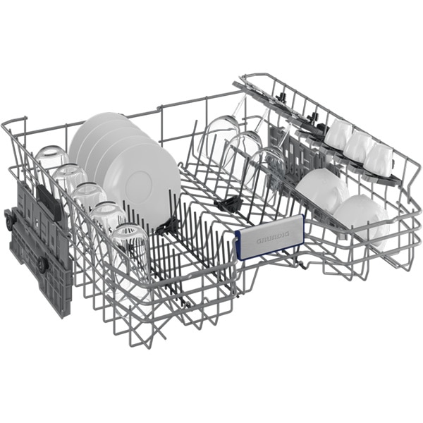 Masina de spalat vase incorporabila GRUNDIG GNVP4631B, CornerWash, 16 seturi, 8 programe, 60 cm, Clasa C, panou comanda argintiu