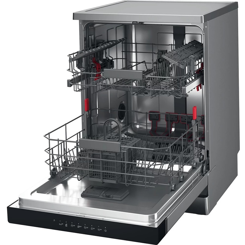 Masina de spalat vase independenta WHIRLPOOL WFC 3C26 P X, 6th Sense, 14 seturi, 8 programe, 60 cm, Clasa E, argintiu