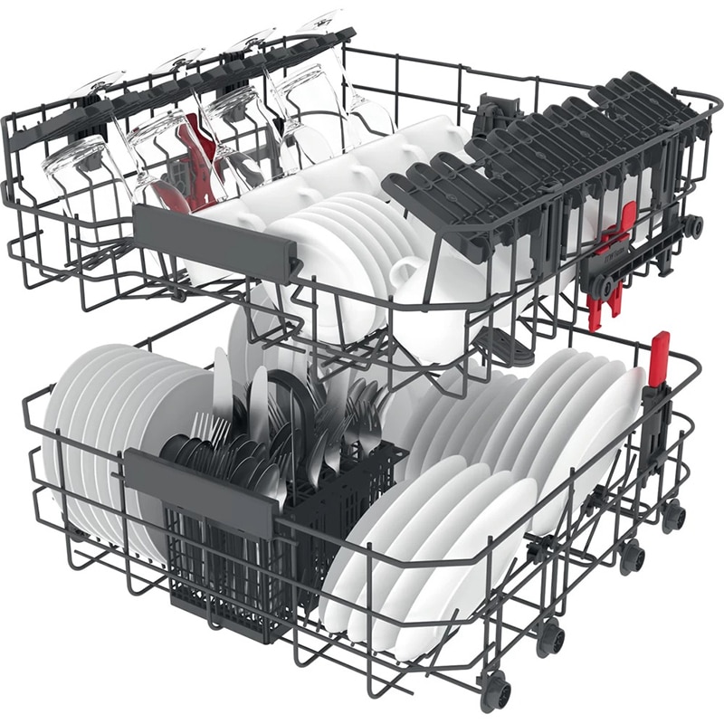 Masina de spalat vase independenta WHIRLPOOL WFC 3C26 P X, 6th Sense, 14 seturi, 8 programe, 60 cm, Clasa E, argintiu