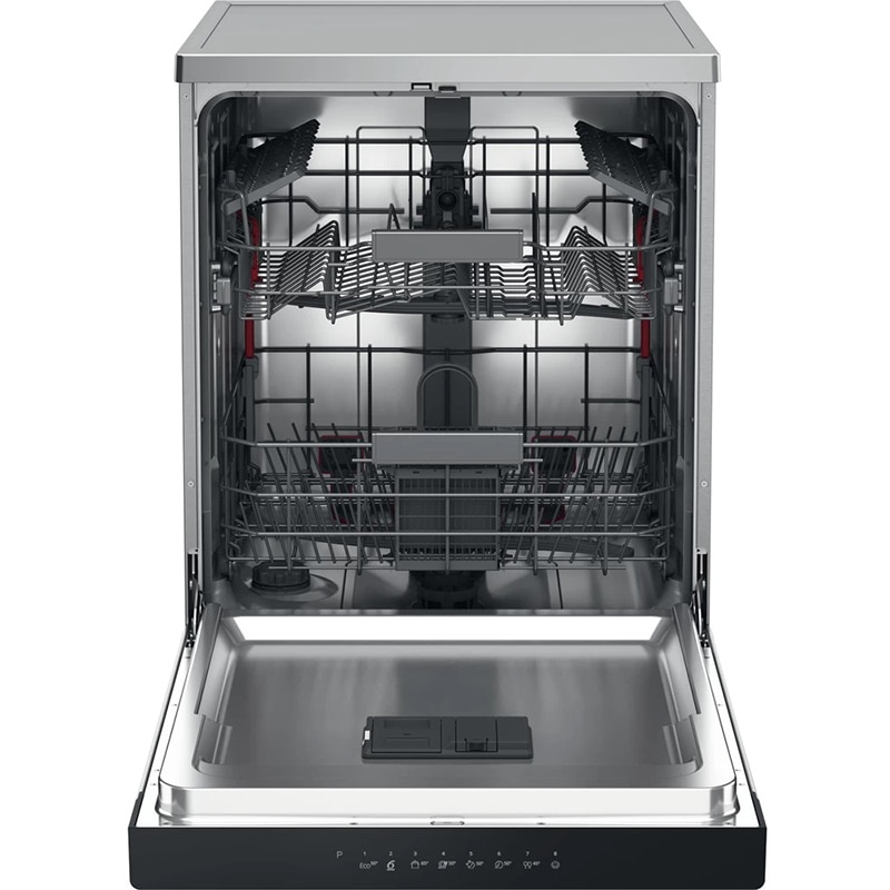 Masina de spalat vase independenta WHIRLPOOL WFC 3C26 P X, 6th Sense, 14 seturi, 8 programe, 60 cm, Clasa E, argintiu