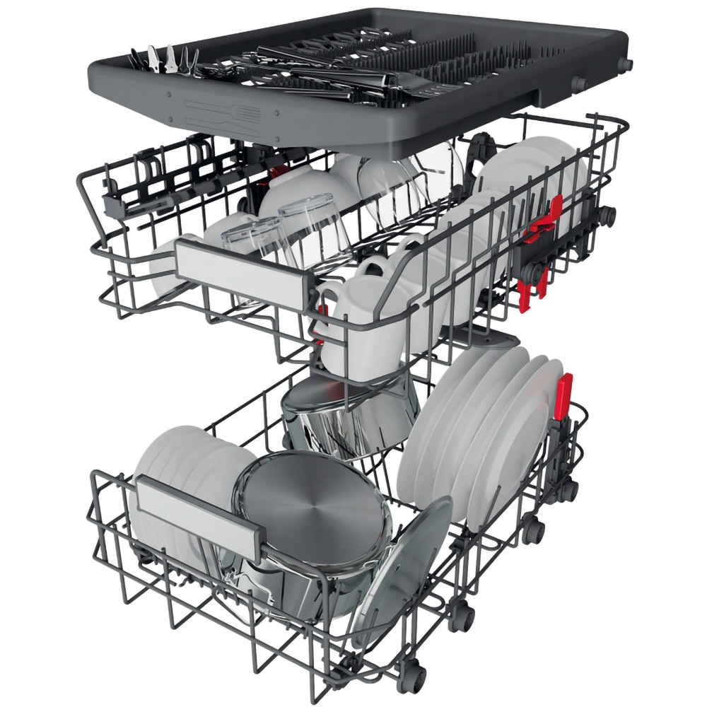 Masina de spalat vase semi-incorporabila WHIRLPOOL WSBO3O34PFX, 6th sense, 10 seturi, 8 programe, 45 cm, Clasa D, inox