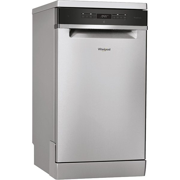 Masina de spalat vase independenta WHIRLPOOL WSFO3T1256PCX, 6th sense, 10 seturi, 8 programe, 45 cm, Clasa E, inox