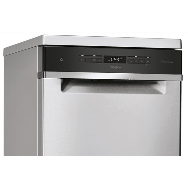 Masina de spalat vase independenta WHIRLPOOL WSFO3T1256PCX, 6th sense, 10 seturi, 8 programe, 45 cm, Clasa E, inox