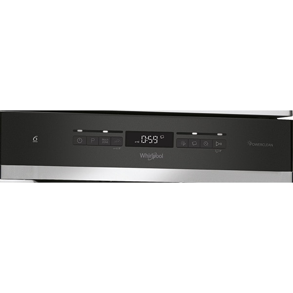 Masina de spalat vase independenta WHIRLPOOL WSFO3T1256PCX, 6th sense, 10 seturi, 8 programe, 45 cm, Clasa E, inox