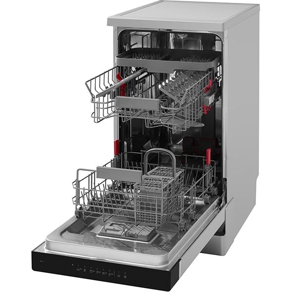 Masina de spalat vase independenta WHIRLPOOL WSFO3T1256PCX, 6th sense, 10 seturi, 8 programe, 45 cm, Clasa E, inox