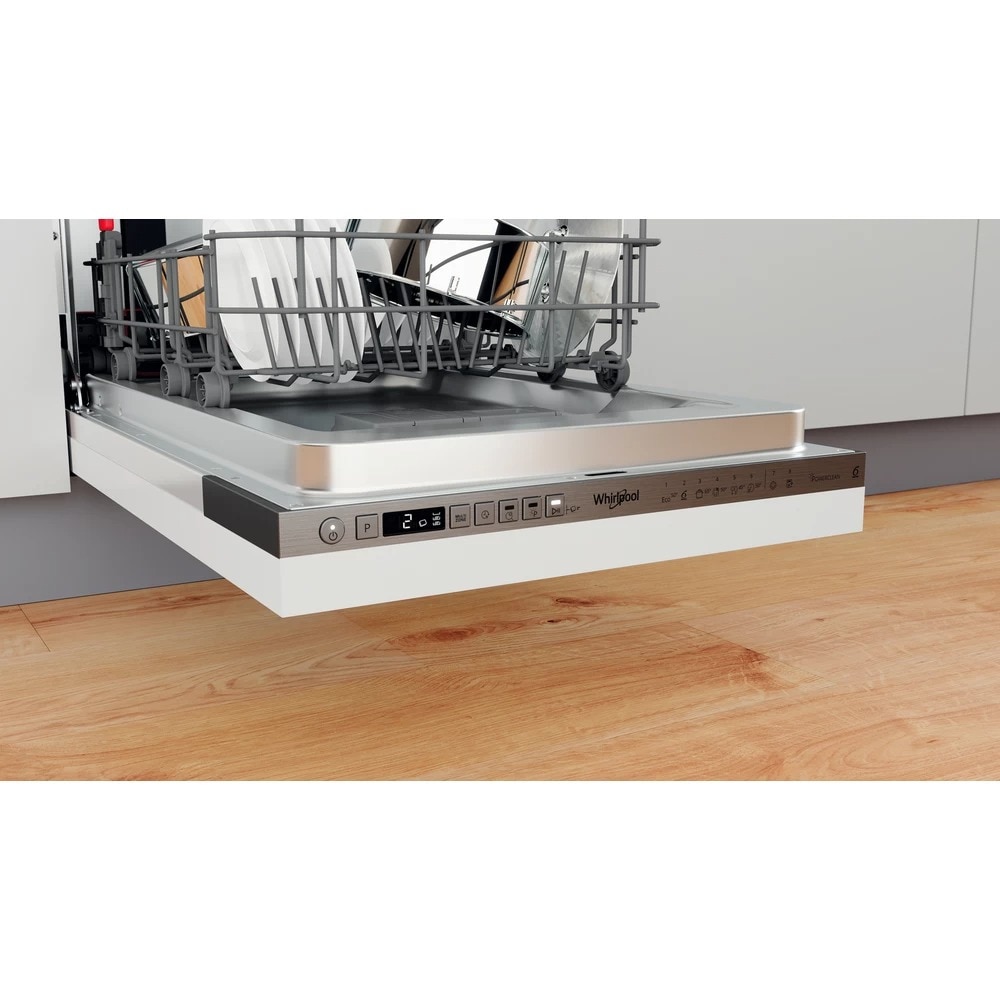 Masina de spalat vase incorporabila WHIRLPOOL WSIO 3O34 PFE X, 10 seturi, 8 programe, 45 cm, Clasa D, panou comanda gri