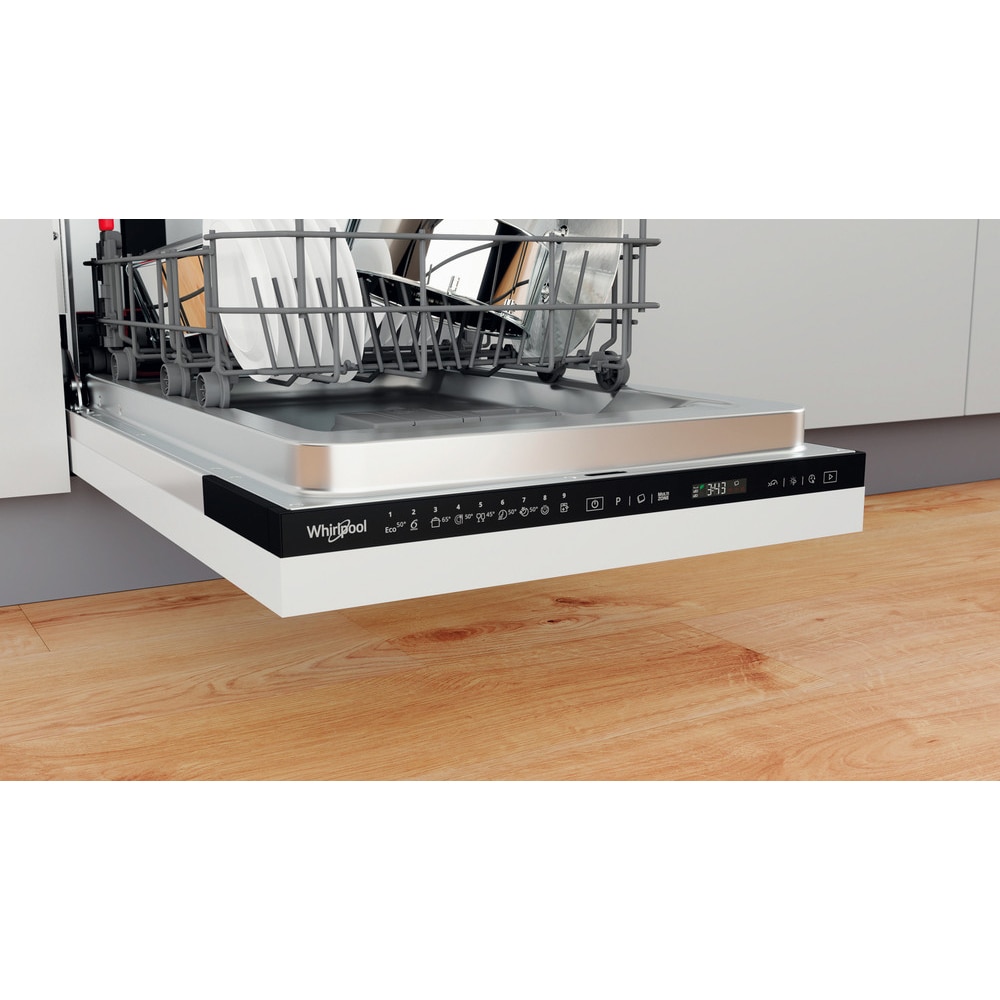 Masina de spalat vase incorporabila WHIRLPOOL WSIP 4O33 PFE, 6th Sense, 10 seturi, 9 programe, 45 cm, Clasa D, panou comanda negru