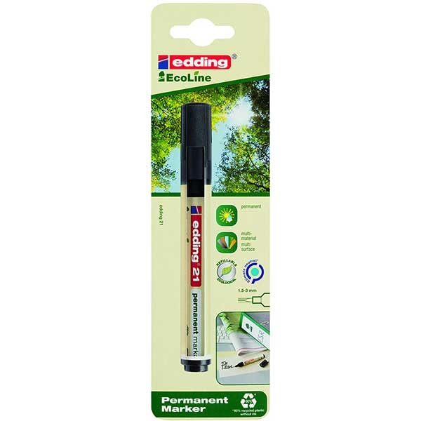 Marker permanent EDDING 21 Ecoline, 1.5-3 mm, negru