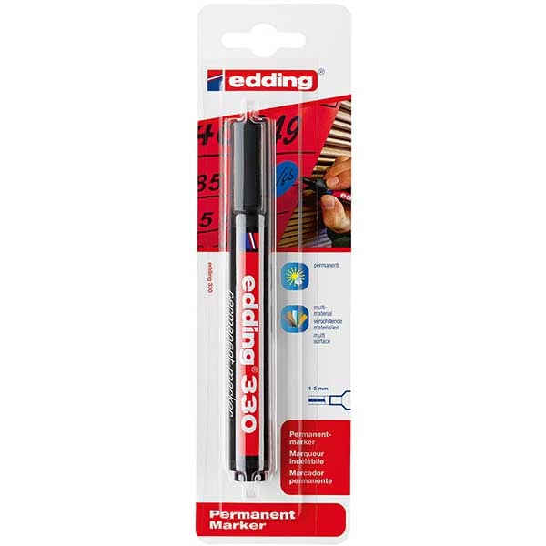 Marker permanent EDDING 330, 1-5 mm, negru