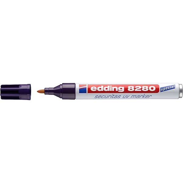 Marker permanent EDDING UV 8280, corp metalic, 1.5-3 mm, scriere invizibila, alb