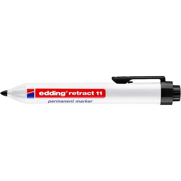 Marker permanent cu mecanism EDDING 11, 1.5-3 mm, cu mecanism, negru