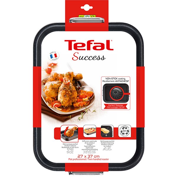 Tava de copt TEFAL Succes J1605902, 37x27cm, aluminiu, negru