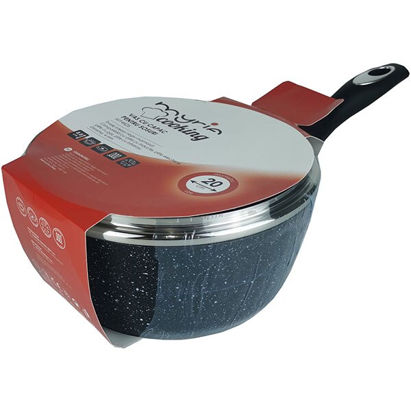 Cratita cu capac MYRIA MY4426, 2.8l, 20cm, aluminiu, negru
