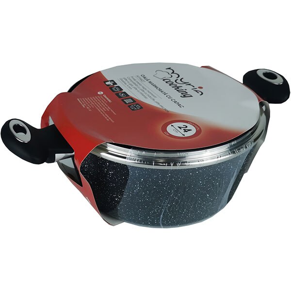 Oala cu capac MYRIA MY4427, 4l, 24cm, aluminiu, negru