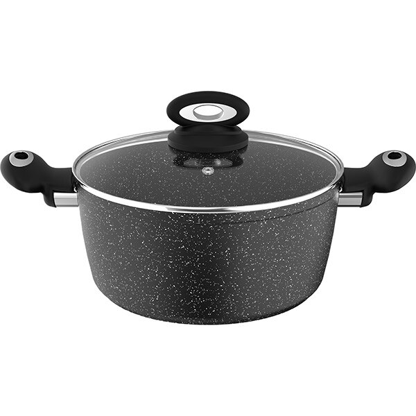 Oala cu capac MYRIA MY4427, 4l, 24cm, aluminiu, negru