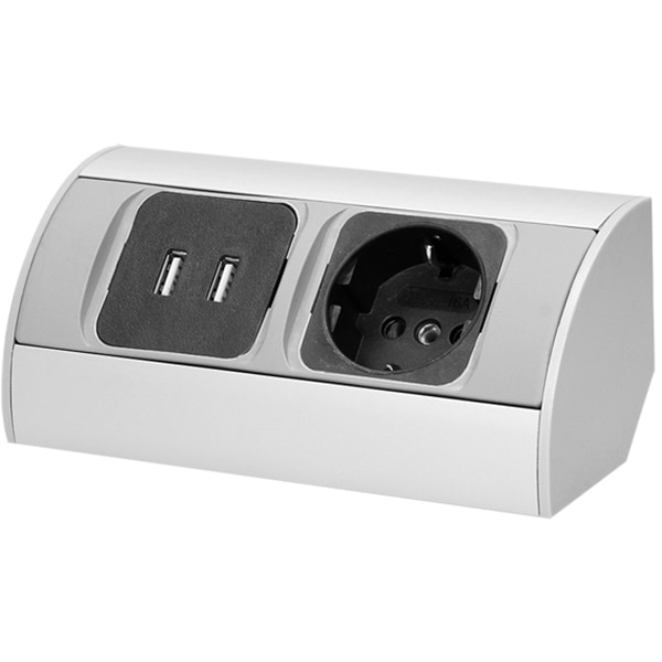 Priza externa ORNO OR-AE-1310(GS), 1 priza, 2 x USB, 0.5m, argintiu