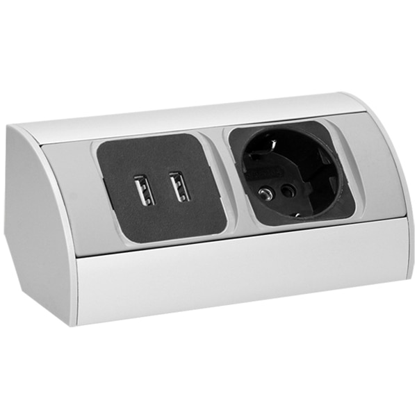 Priza externa ORNO OR-AE-1310(GS), 1 priza, 2 x USB, 0.5m, argintiu