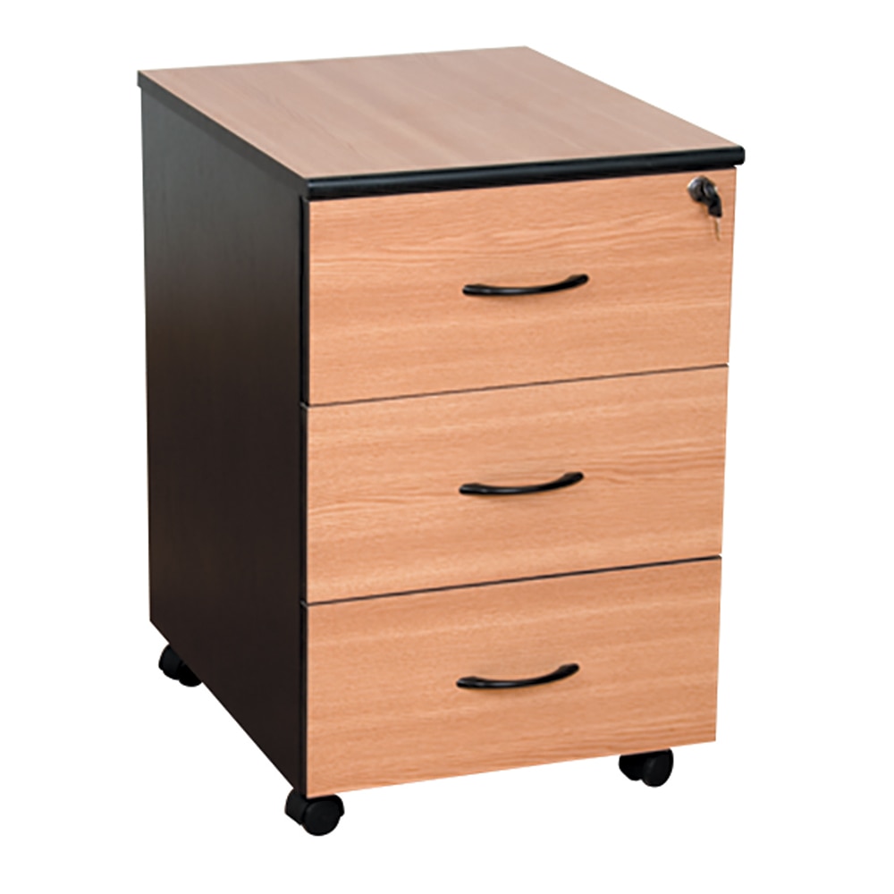 Dulap birou Office Line, 43 x 52 x 67 cm, PAL, 3 sertare, stejar-negru