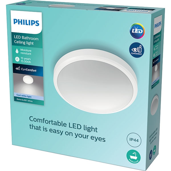 Plafoniera LED baie PHILIPS DORIS 8718699758905, 17W, 1700lm, lumina rece, alb