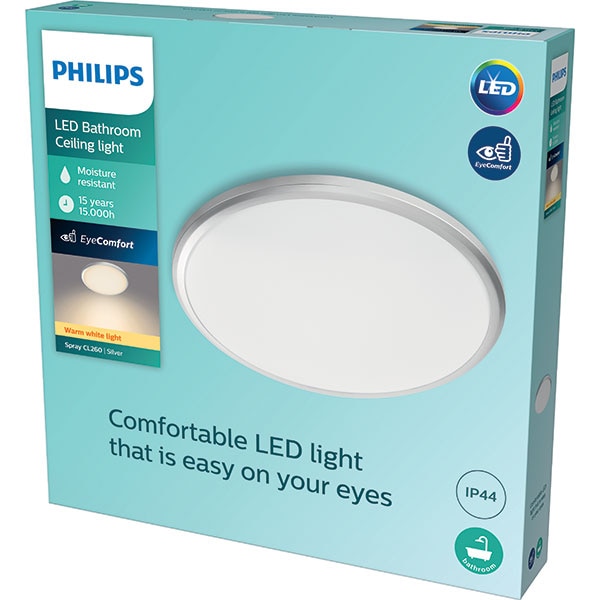 Plafoniera LED PHILIPS SPRAY 8718699777333, 17W, 1500lm, lumina calda, argintiu
