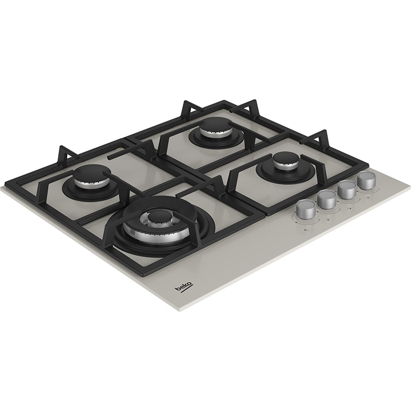 Plita incorporabila BEKO HILW64225SBG, Gaz, 4 arzatoare, Wok, gri benita