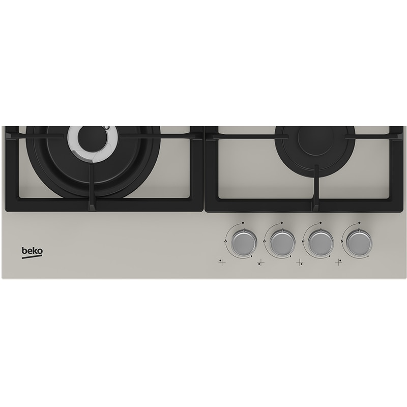 Plita incorporabila BEKO HILW64225SBG, Gaz, 4 arzatoare, Wok, gri benita