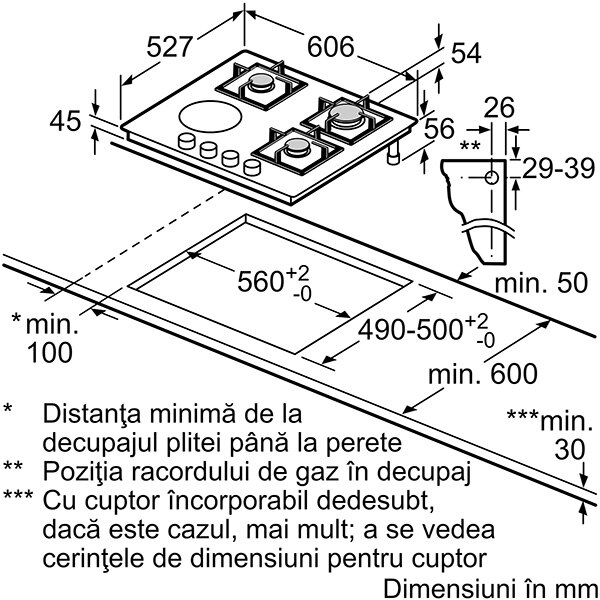 Plita incorporabila BOSCH PSY6A6B20, Gaz + Electric, 4 arzatoare, negru