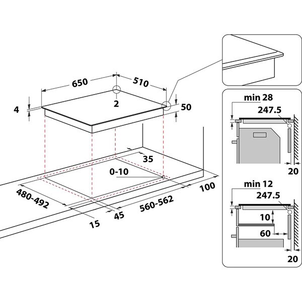 Plita incorporabila WHIRLPOOL WF S9365 BF/IXL, Inductie, 4 arzatoare, Touch Control, negru