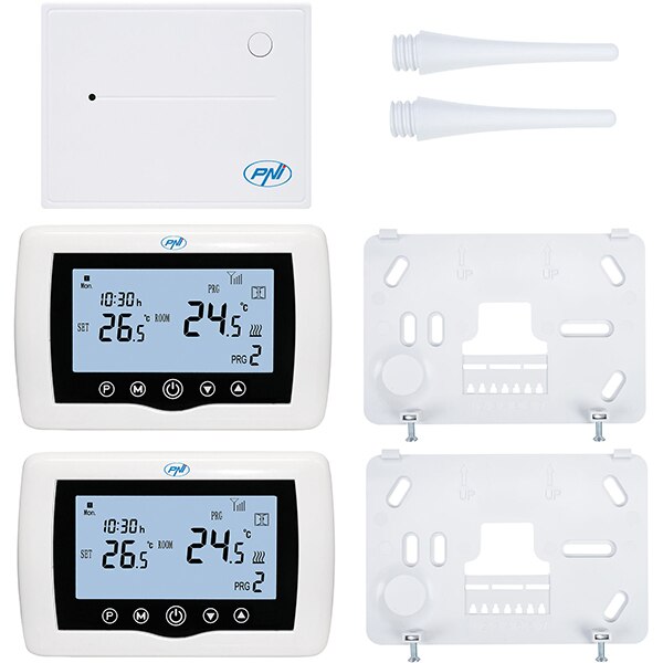 Termostat smart PNI CT400, Wi-Fi, control 2 zone, alb