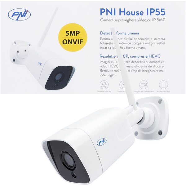 Camera IP Wireless PNI IP55, Ultra HD 1920p, IR, Night Vision, alb