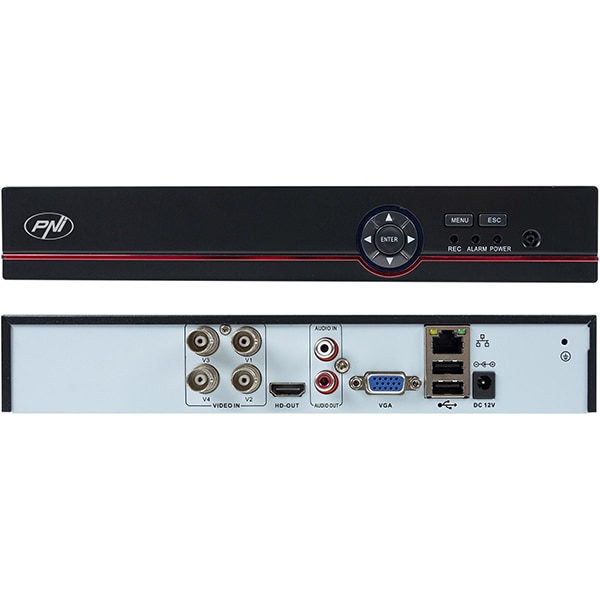 Kit supraveghere video PNI House PTZ1500, 4 camere UHD 1920p, DVR, 4 canale, alb-negru