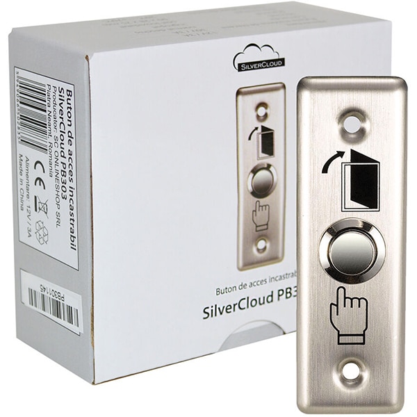 Buton de acces SILVERCLOUD PB303, incastrabil, gri metalic