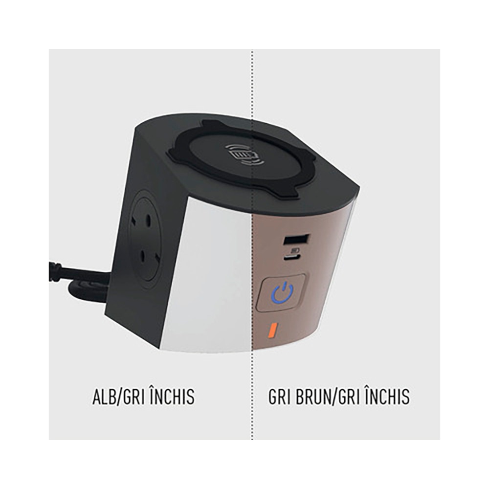 Prelungitor cu protectie LEGRAND L694506, 2 prize, 2 x USB, 2m, alb-gri inchis