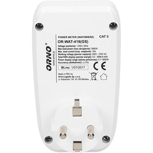 Priza programabila ORNO OR-WAT-419(GS), 3680W, 16A, alb