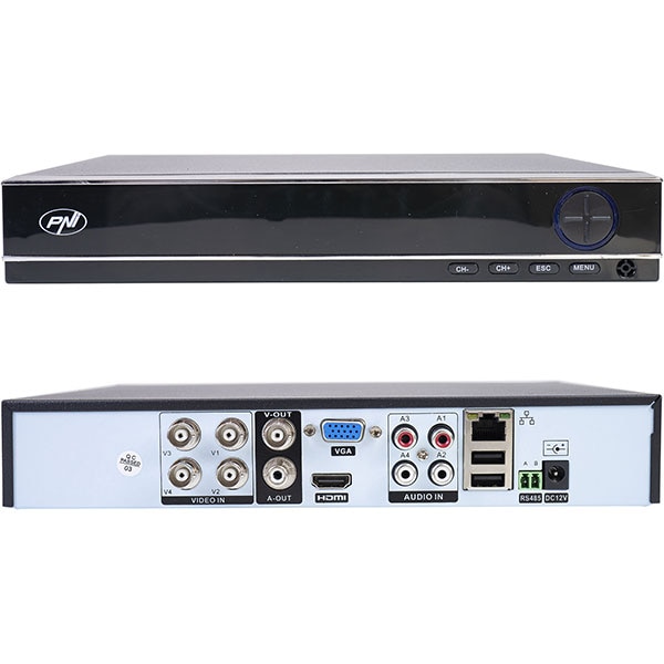 Kit supraveghere PNI House PTZ1300, 4 camere Full HD, NVR, 8 canale, alb-negru