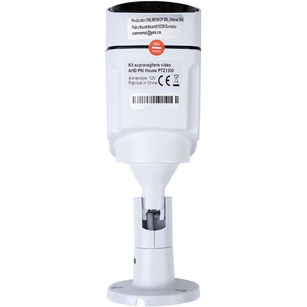 Kit supraveghere PNI House PTZ1300, 4 camere Full HD, NVR, 8 canale, alb-negru